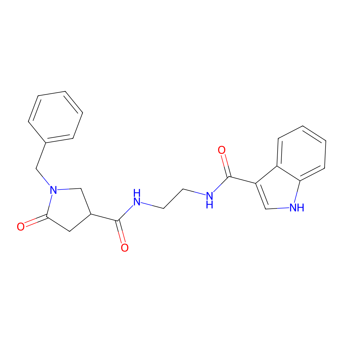 N-(2-{[(1-benzyl-5-oxopyrrolidin-3-yl)carbonyl]amino}ethyl)-1H-indole-3-carboxamide molecular structure, CAS 1071915-42-8