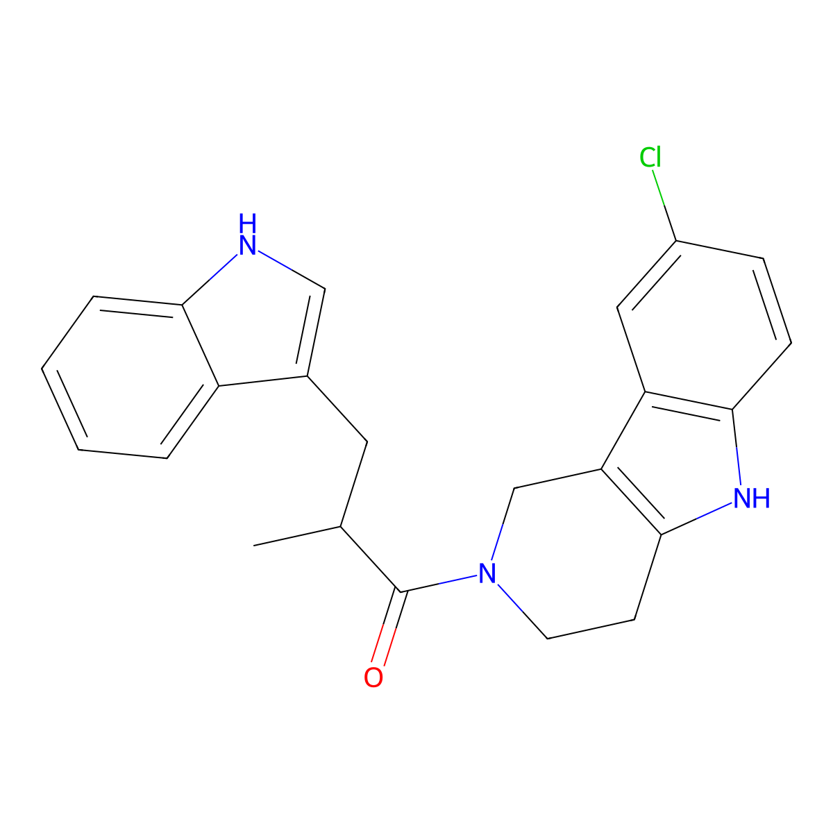 1-(8-chloro-1,3,4,5-tetrahydro-2H-pyrido[4,3-b]indol-2-yl)-3-(1H-indol-3-yl)-2-methylpropan-1-one molecular structure, CAS 1071915-56-4