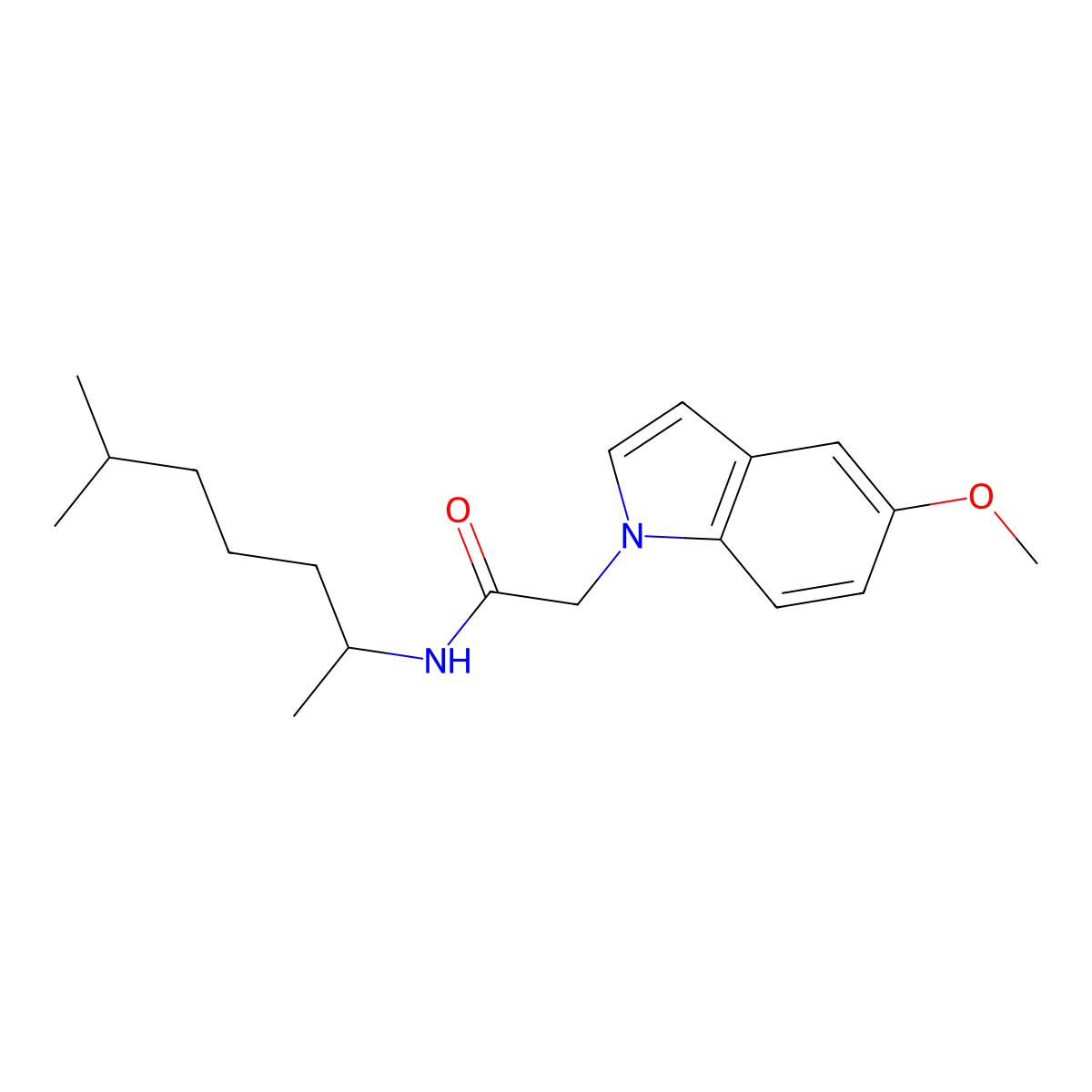 2-(5-methoxy-1H-indol-1-yl)-N-(6-methylheptan-2-yl)acetamide molecular structure, CAS 1071915-58-6