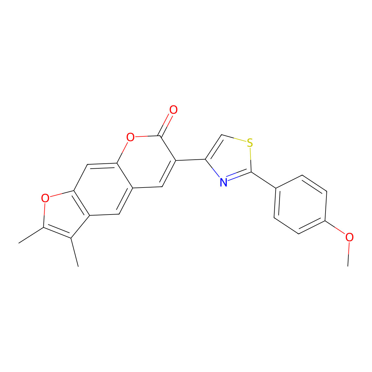 6-[2-(4-methoxyphenyl)-1,3-thiazol-4-yl]-2,3-dimethyl-7H-furo[3,2-g]chromen-7-one molecular structure, CAS 1071915-59-7