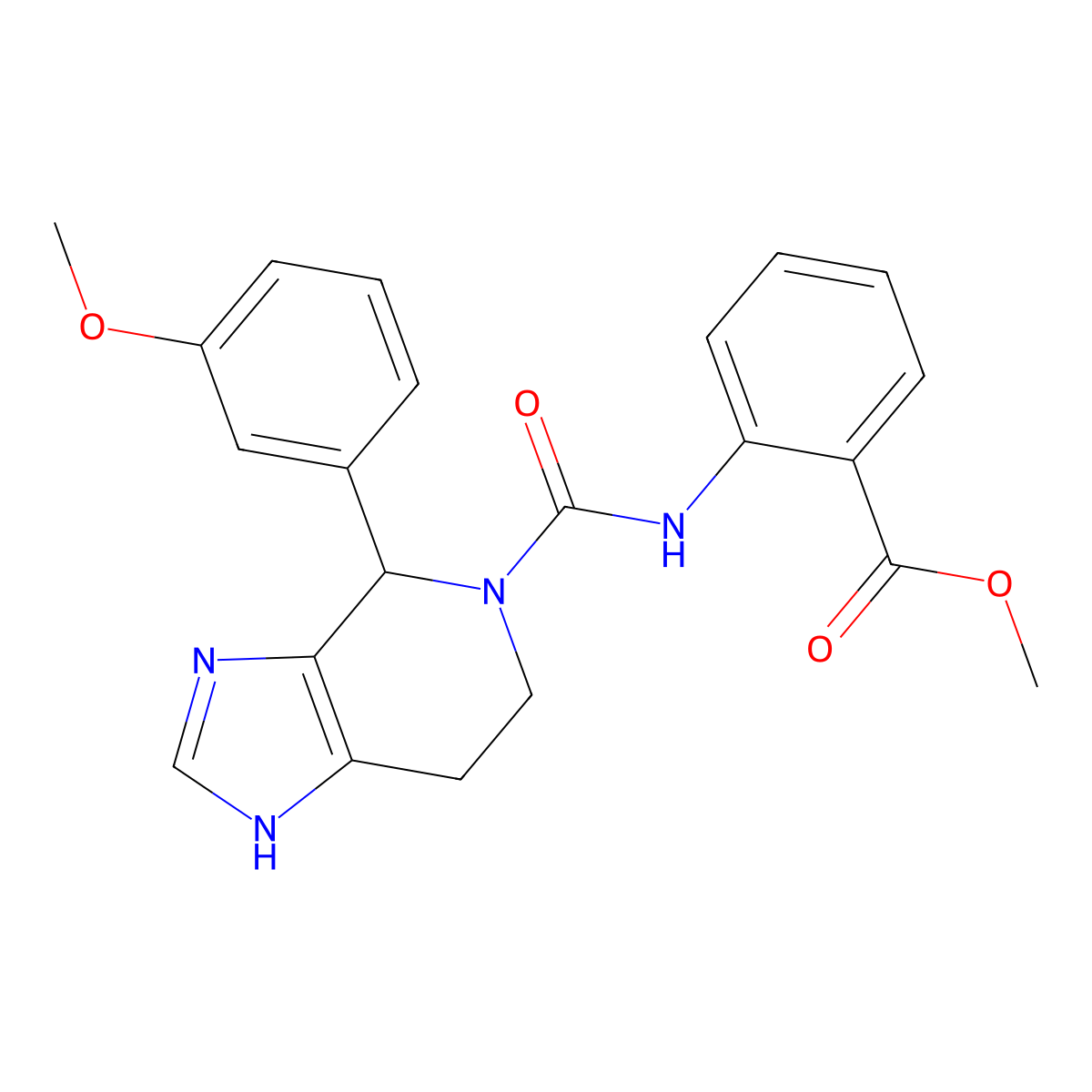 methyl 2-(4-(3-methoxyphenyl)-4,5,6,7-tetrahydro-3H-imidazo[4,5-c]pyridine-5-carboxamido)benzoate molecular structure, CAS 1071915-64-4