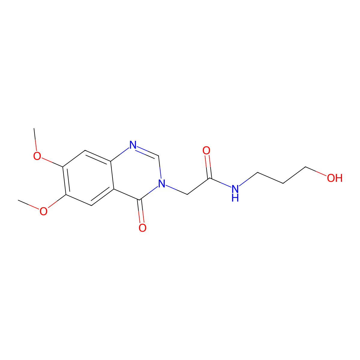 2-(6,7-dimethoxy-4-oxoquinazolin-3(4H)-yl)-N-(3-hydroxypropyl)acetamide molecular structure, CAS 1071915-66-6