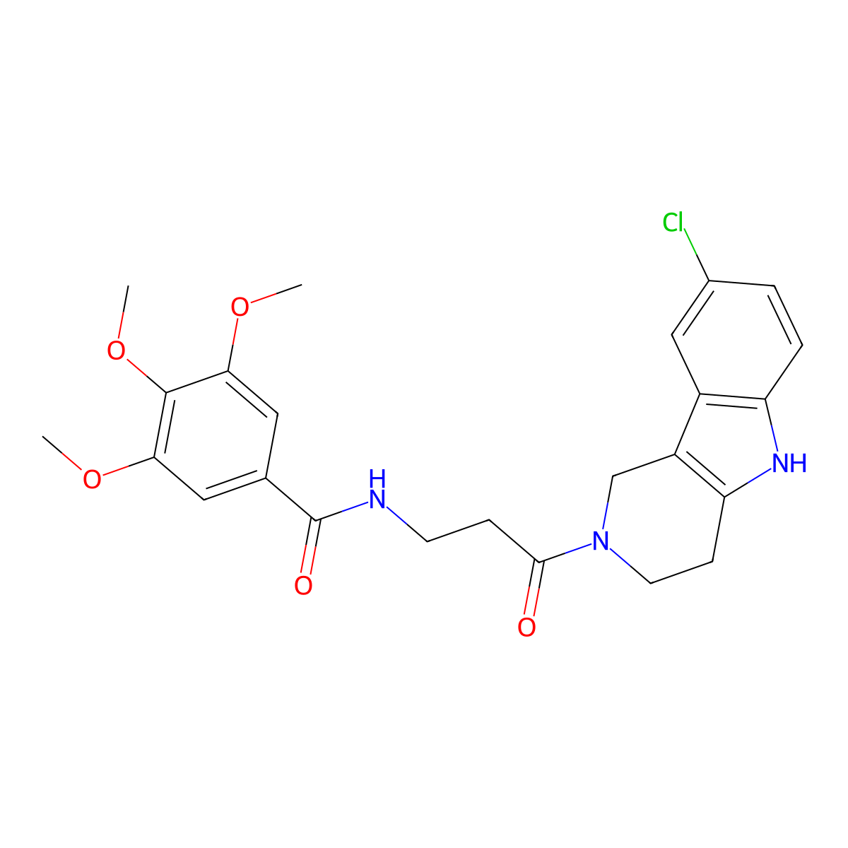 N-[3-(8-chloro-1,3,4,5-tetrahydro-2H-pyrido[4,3-b]indol-2-yl)-3-oxopropyl]-3,4,5-trimethoxybenzamide molecular structure, CAS 1071915-90-6