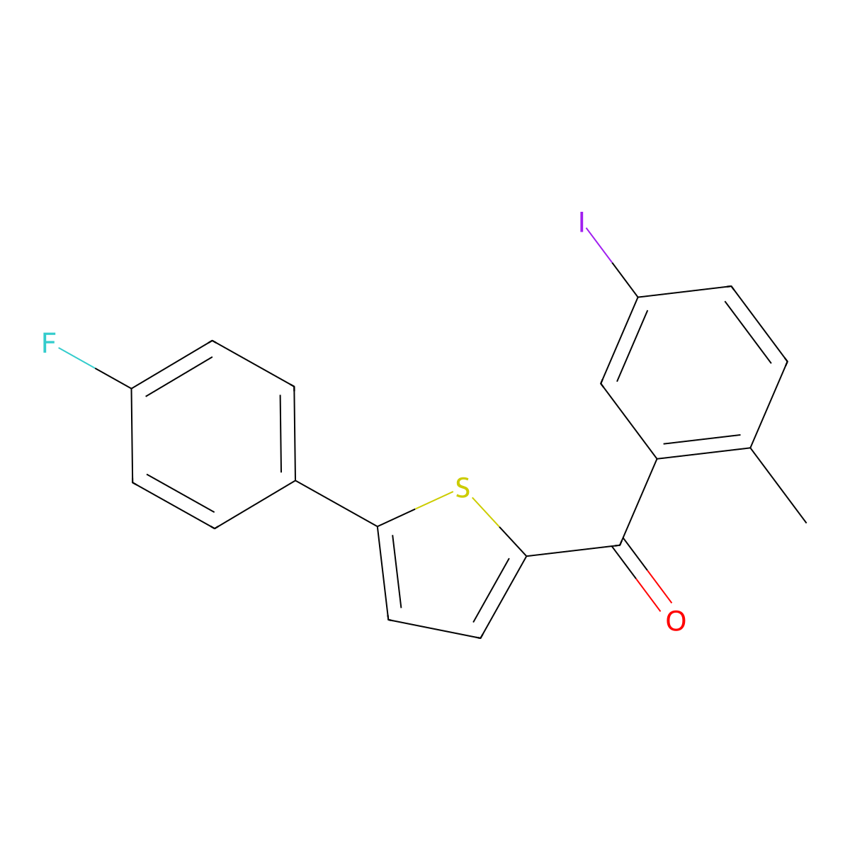 (5-(4-Fluorophenyl)-2-thienyl)(5-iodo-2-methylphenyl)methanone molecular structure, CAS 1071929-08-2