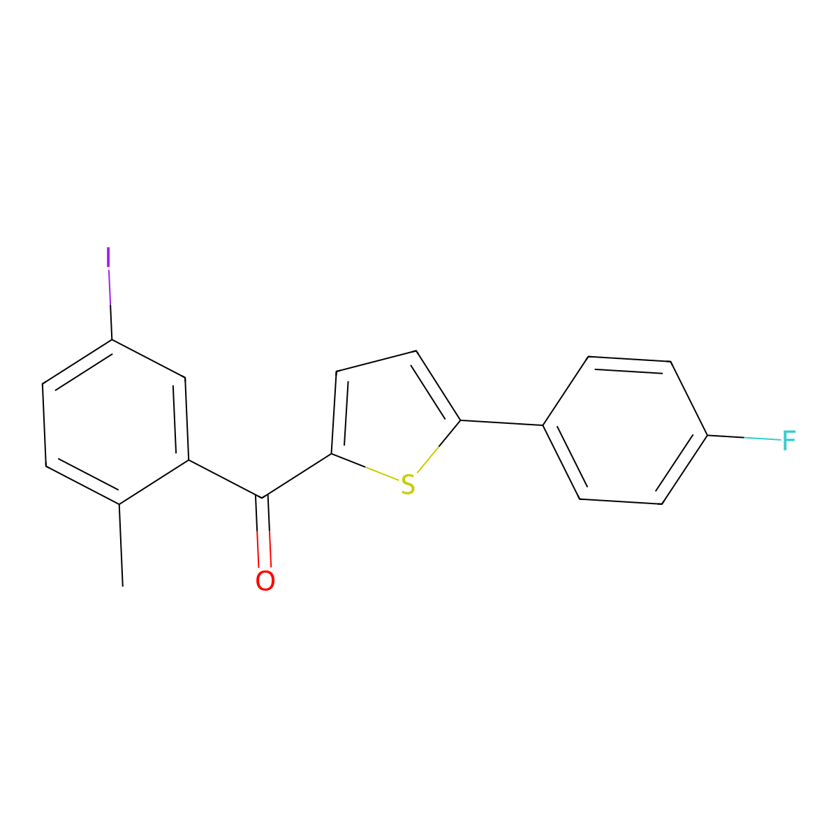 (5-(4-Fluorophenyl)-2-thienyl)(5-iodo-2-methylphenyl)methanone molecular structure, CAS 1071929-08-2