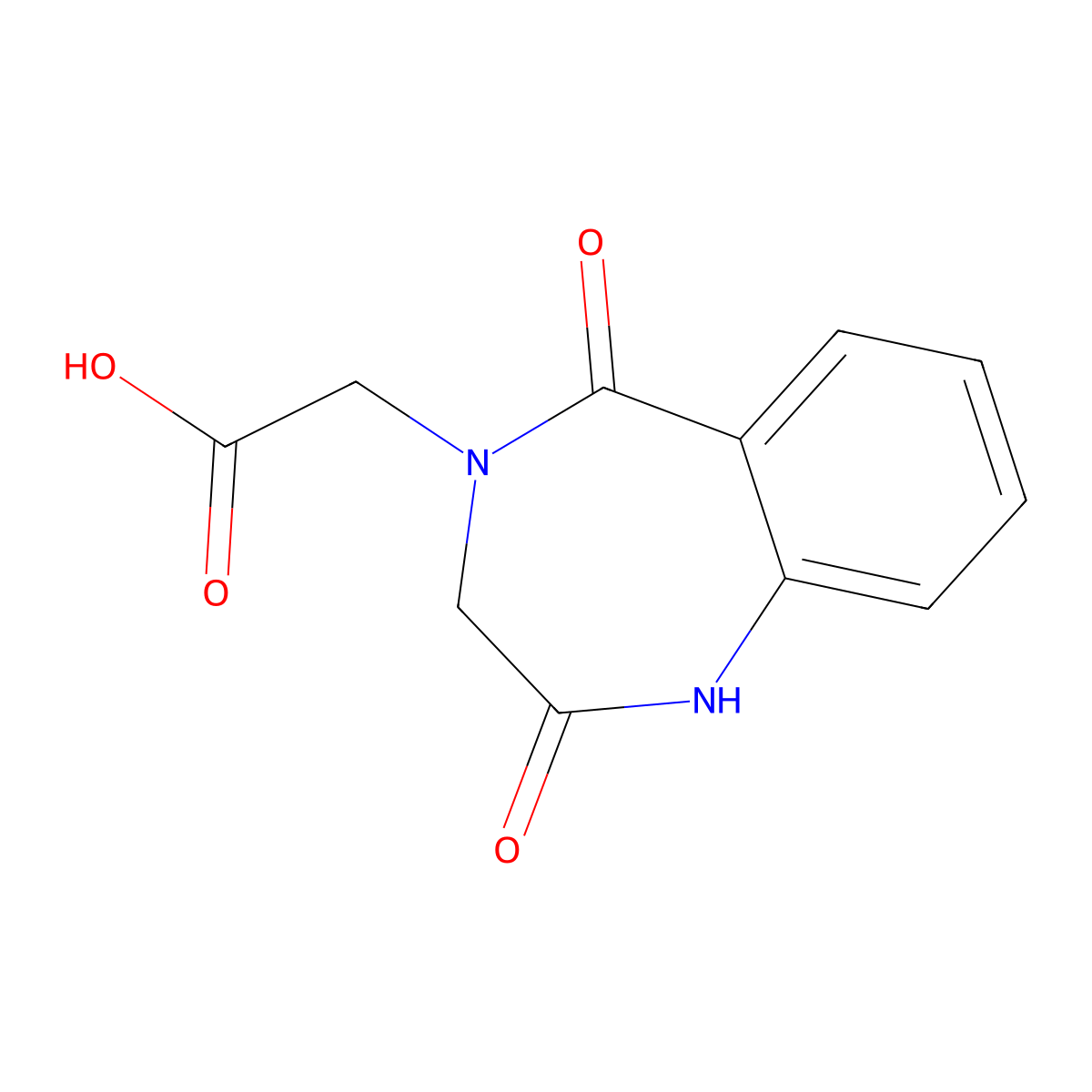2-(2,5-dioxo-2,3,4,5-tetrahydro-1H-1,4-benzodiazepin-4-yl)acetic acid molecular structure, CAS 1071955-92-4