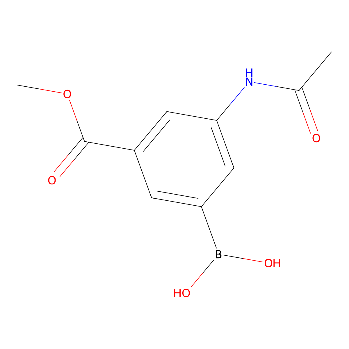 (3-Acetamido-5-(methoxycarbonyl)phenyl)boronic acid molecular structure, CAS 1071959-03-9