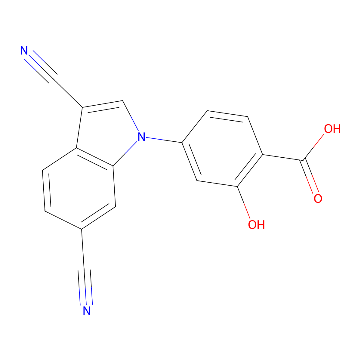 4-(3,6-Dicyano-1H-indol-1-yl)-2-hydroxybenzoic acid molecular structure, CAS 1071972-48-9
