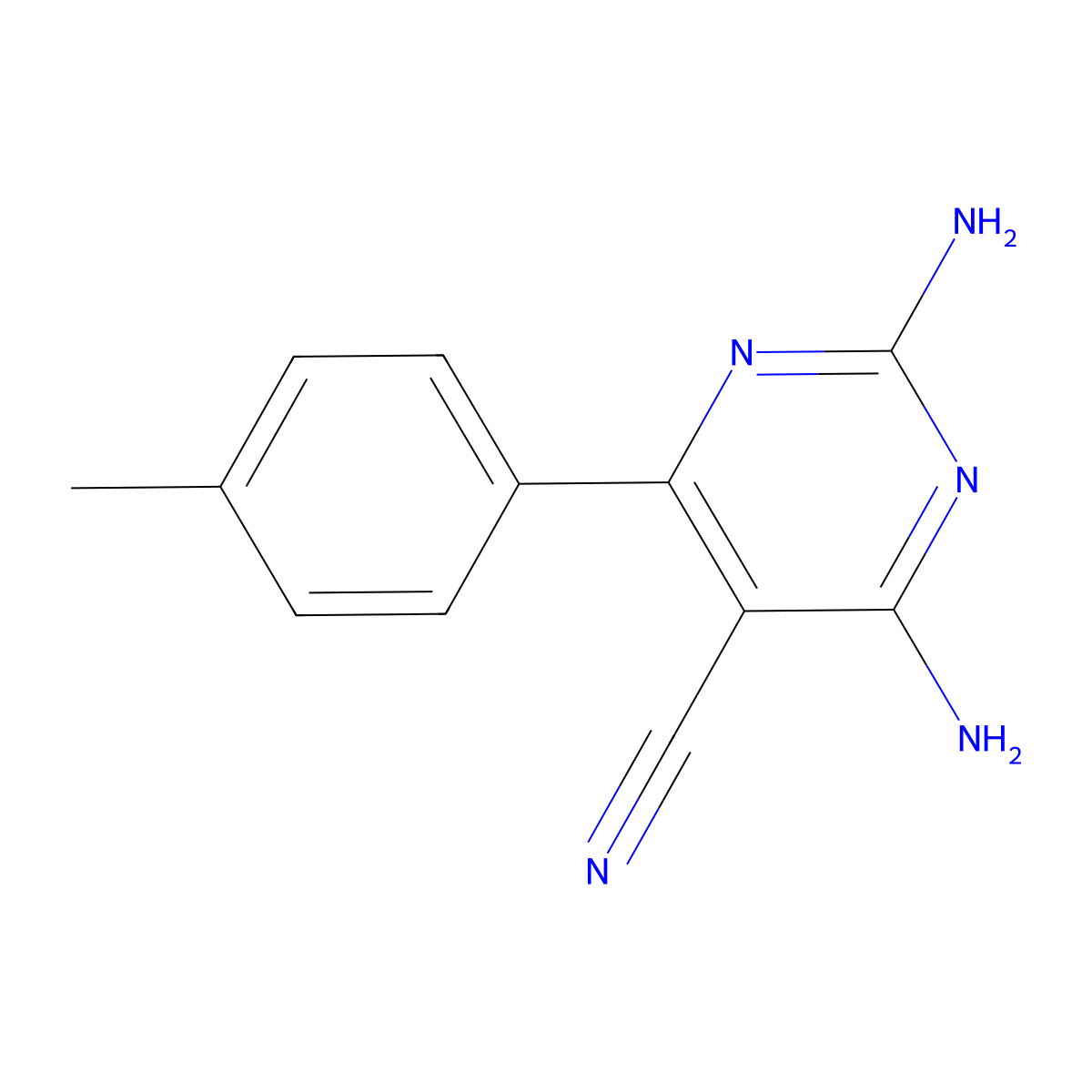 2,6-Diamino-4-(4-methylphenyl)pyrimidine-5-carbonitrile molecular structure, CAS 107199-96-2