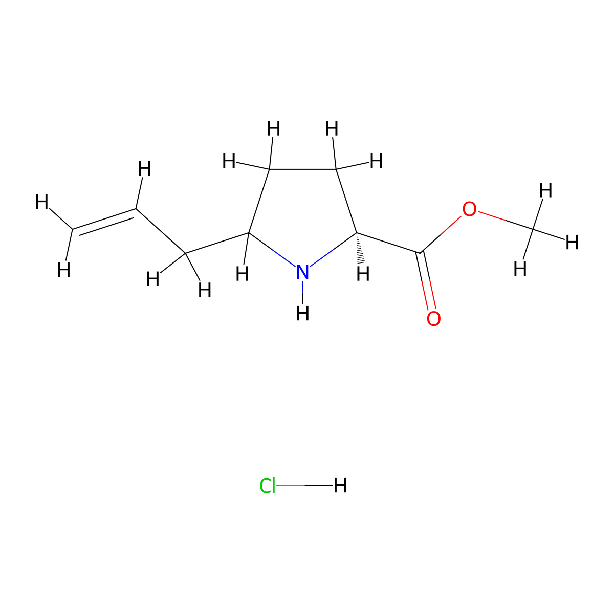 Methyl (2S)-5-allylpyrrolidine-2-carboxylate hydrochloride molecular structure, CAS 1071993-01-5