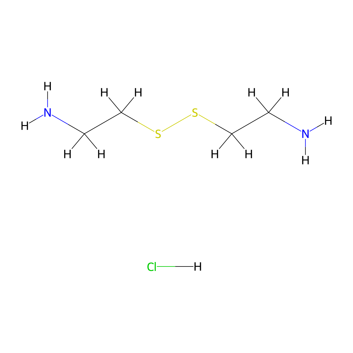 2-[(2-Aminoethyl)disulfanyl]ethan-1-amine hydrochloride molecular structure, CAS 1072-22-6