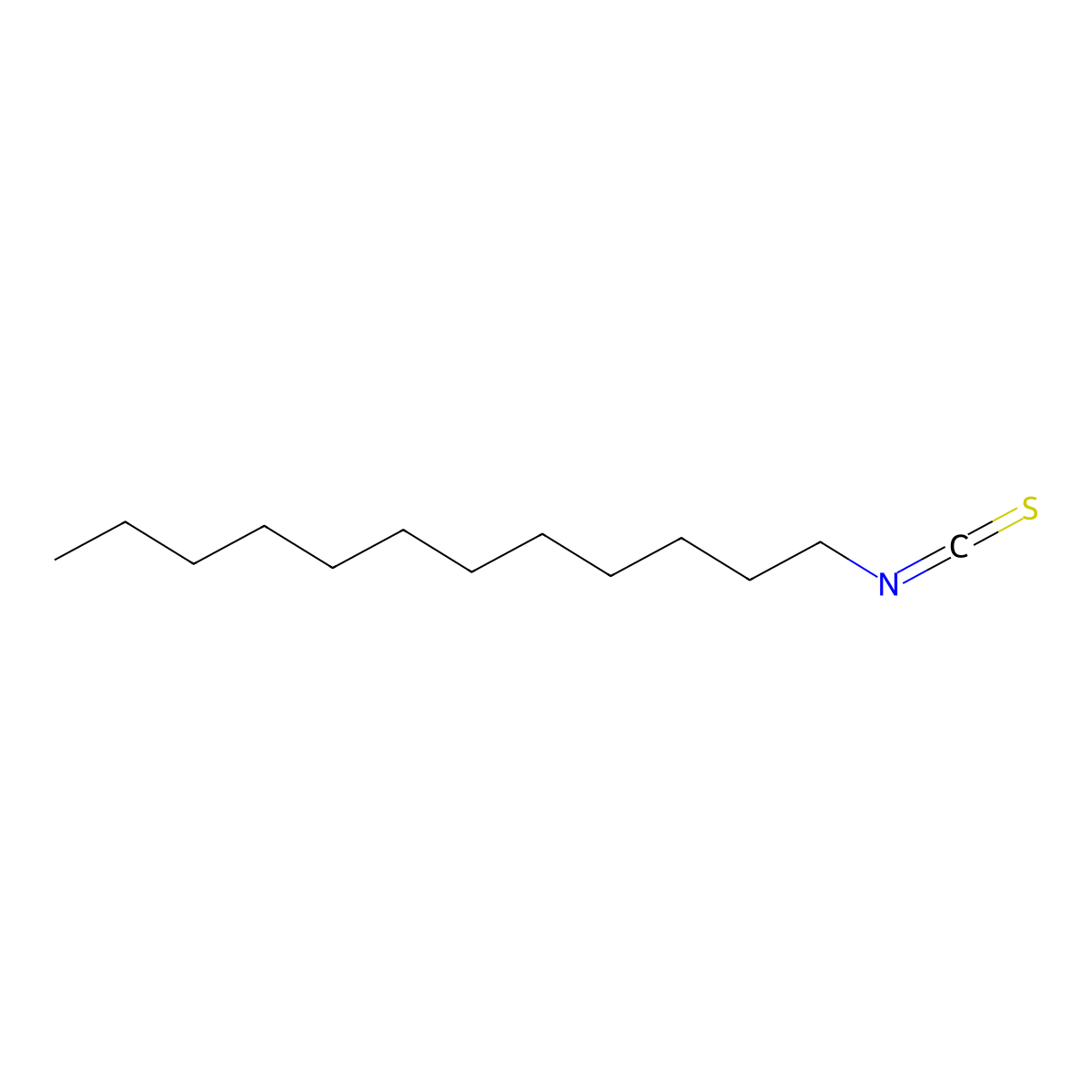 Dodecyl isothiocyanate molecular structure, CAS 1072-32-8