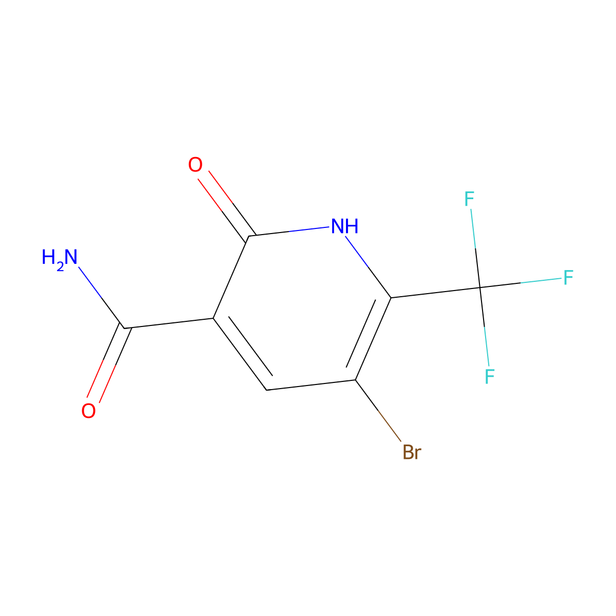 5-Bromo-2-oxo-6-(trifluoromethyl)-1,2-dihydropyridine-3-carboxamide molecular structure, CAS 1072022-41-3