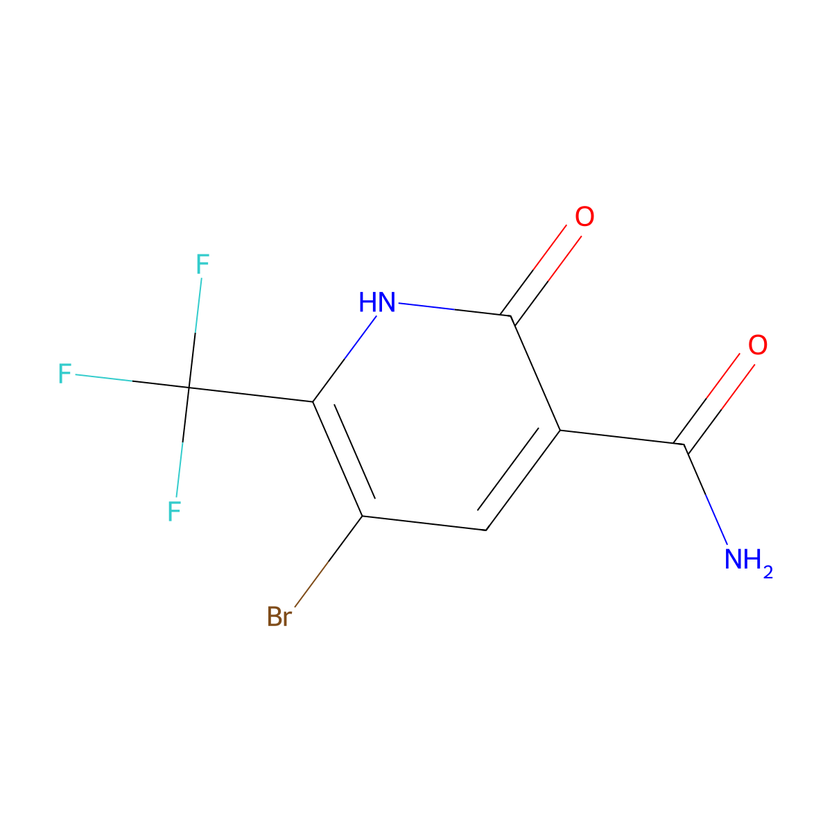 5-Bromo-2-oxo-6-(trifluoromethyl)-1,2-dihydropyridine-3-carboxamide molecular structure, CAS 1072022-41-3