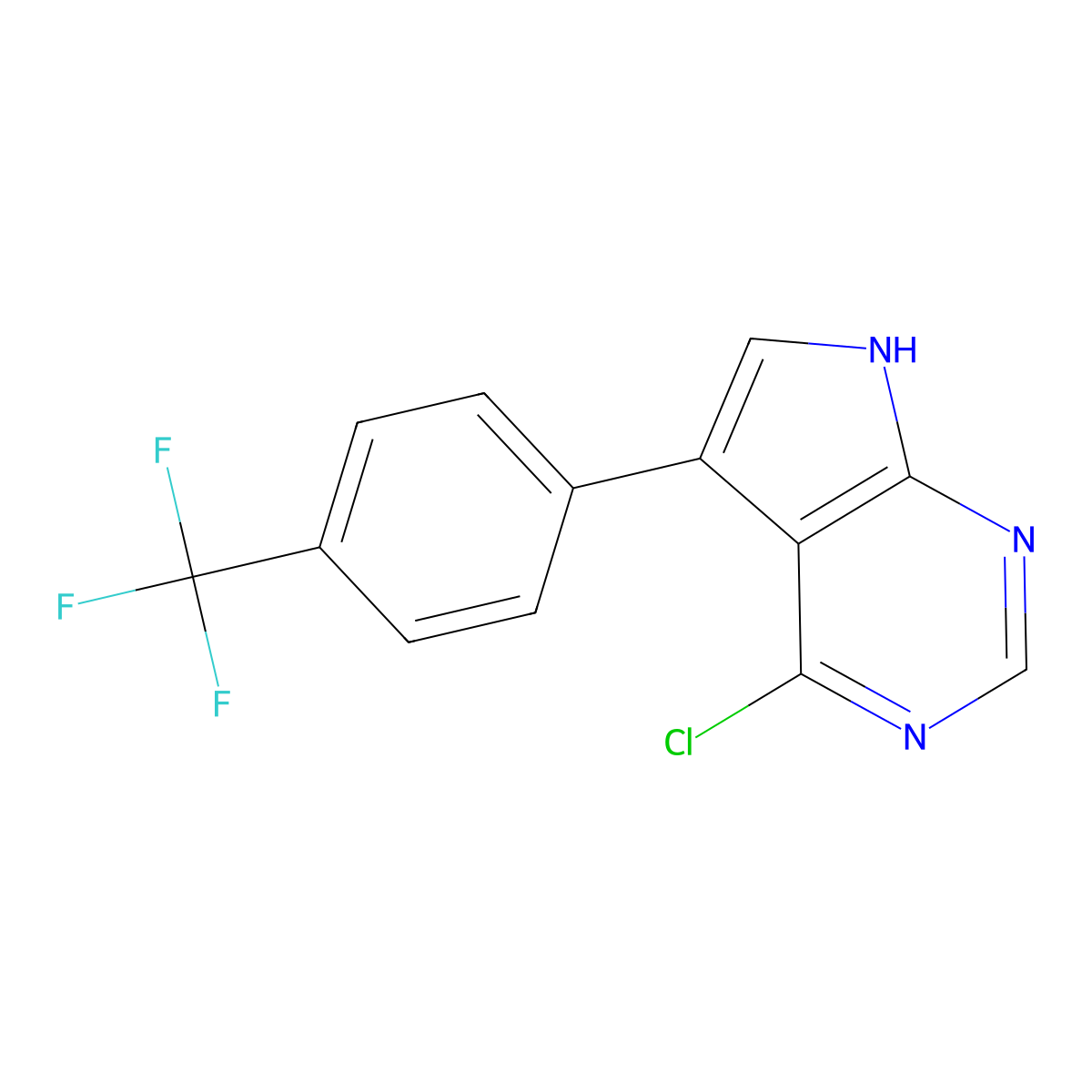 4-Chloro-5-(4-(trifluoromethyl)phenyl)-7H-pyrrolo[2,3-d]pyrimidine molecular structure, CAS 1072027-17-8