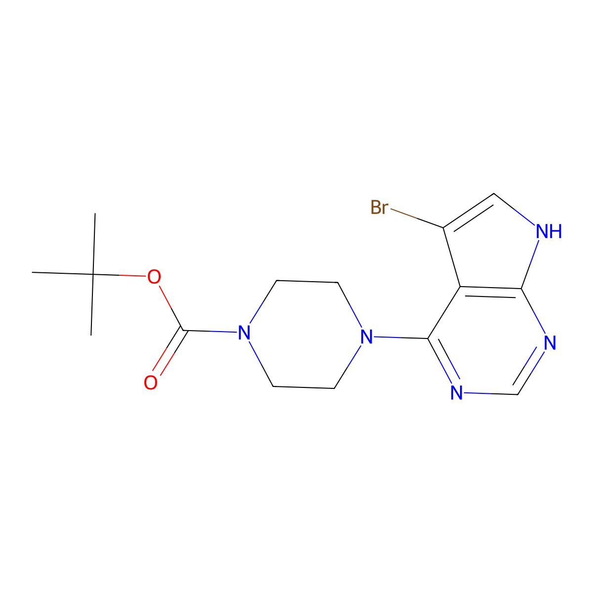 4-(4-Boc-1-piperazinyl)-5-bromo-7H-pyrrolo[2,3-d]pyrimidine molecular structure, CAS 1072027-36-1
