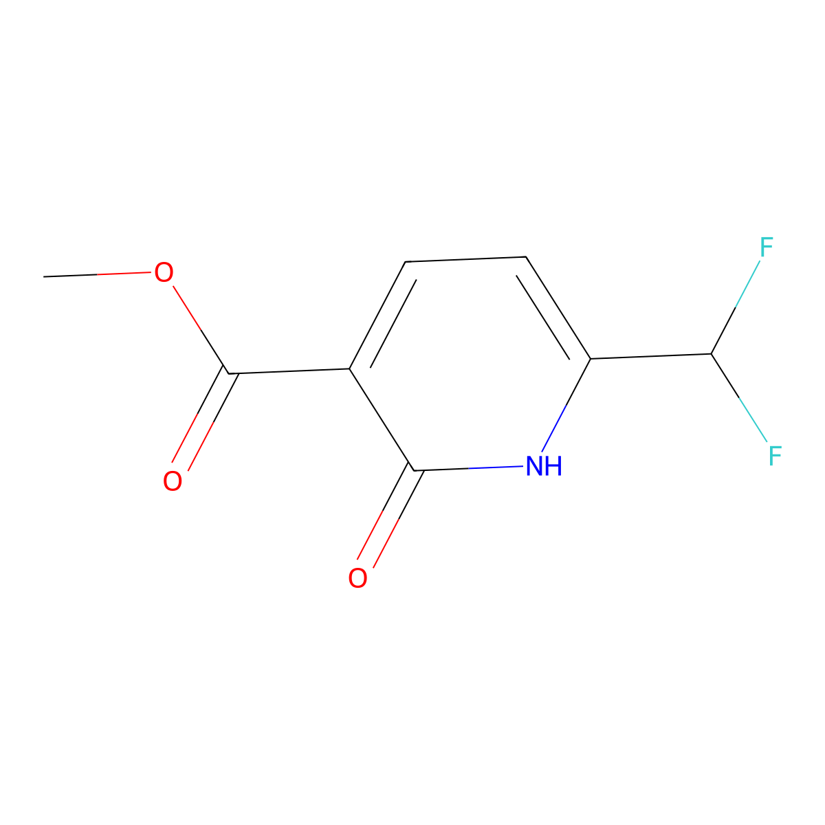 Methyl 6-(difluoromethyl)-2-oxo-1,2-dihydropyridine-3-carboxylate molecular structure, CAS 1072027-66-7