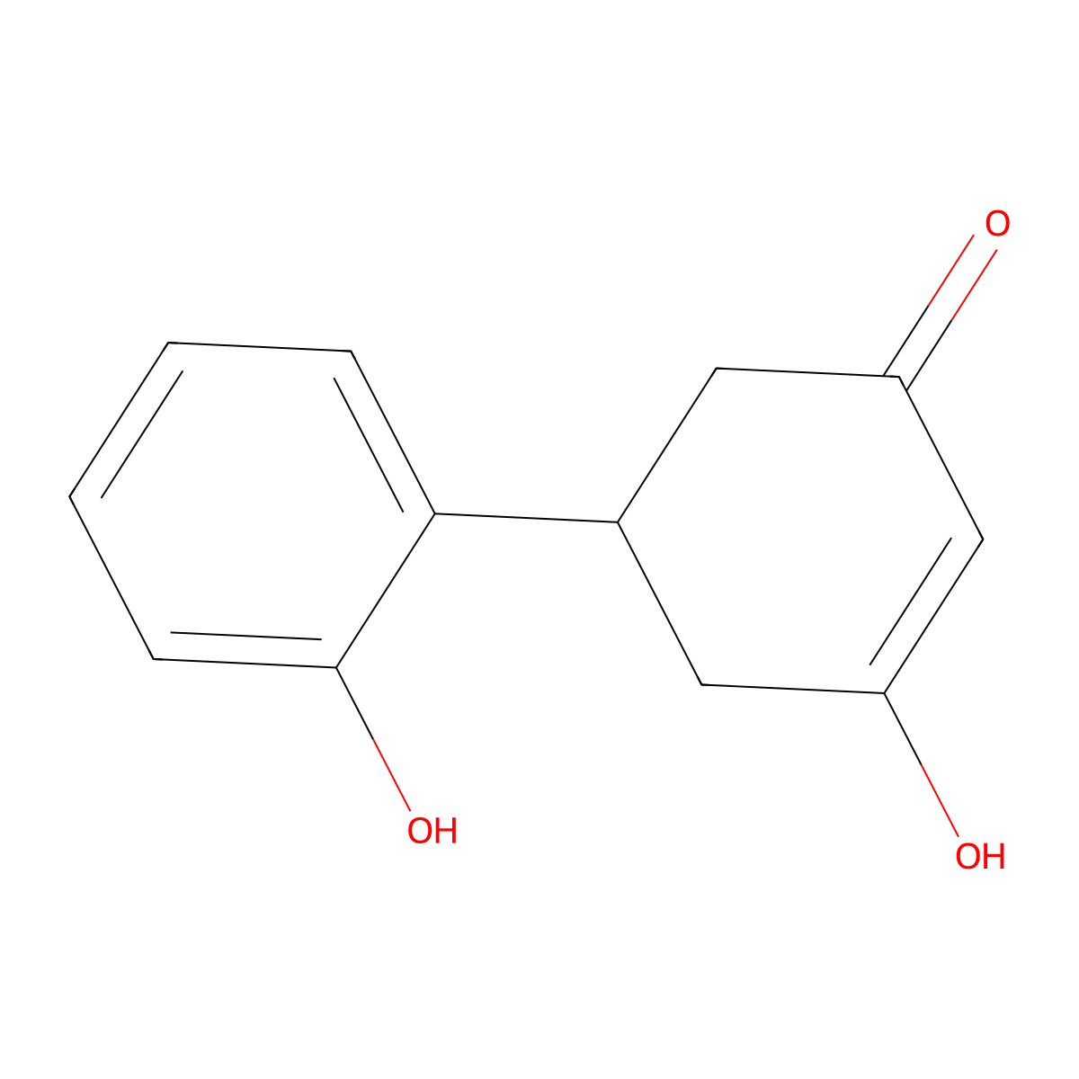 3-Hydroxy-5-(2-hydroxyphenyl)cyclohex-2-en-1-one molecular structure, CAS 1072069-67-0