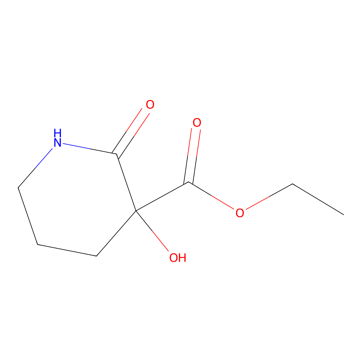 Ethyl 3-hydroxy-2-oxopiperidine-3-carboxylate molecular structure, CAS 1072071-42-1
