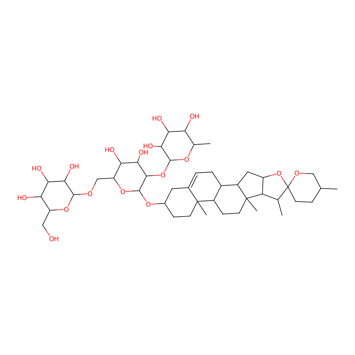 Diosgenin-3-O-rhamnosyl(1-2)[glucosyl(1-6)]glucoside molecular structure, CAS 1072072-37-7