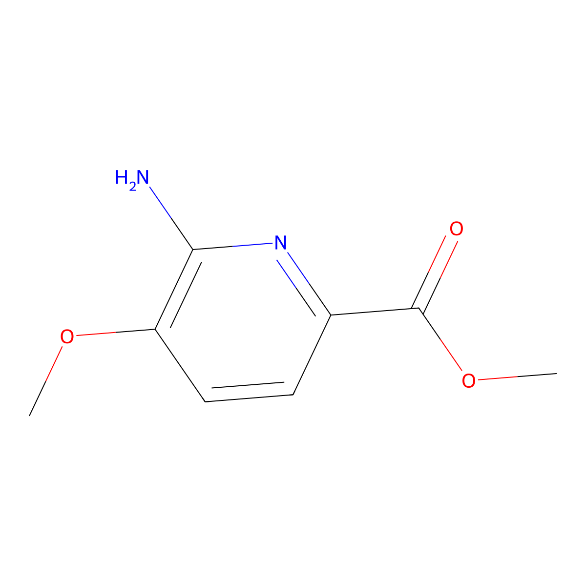 Methyl 6-amino-5-methoxypicolinate molecular structure, CAS 1072077-54-3