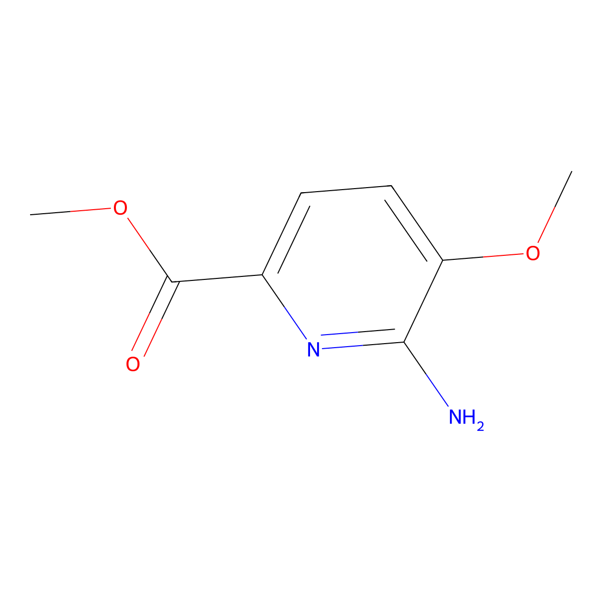 Methyl 6-amino-5-methoxypicolinate molecular structure, CAS 1072077-54-3