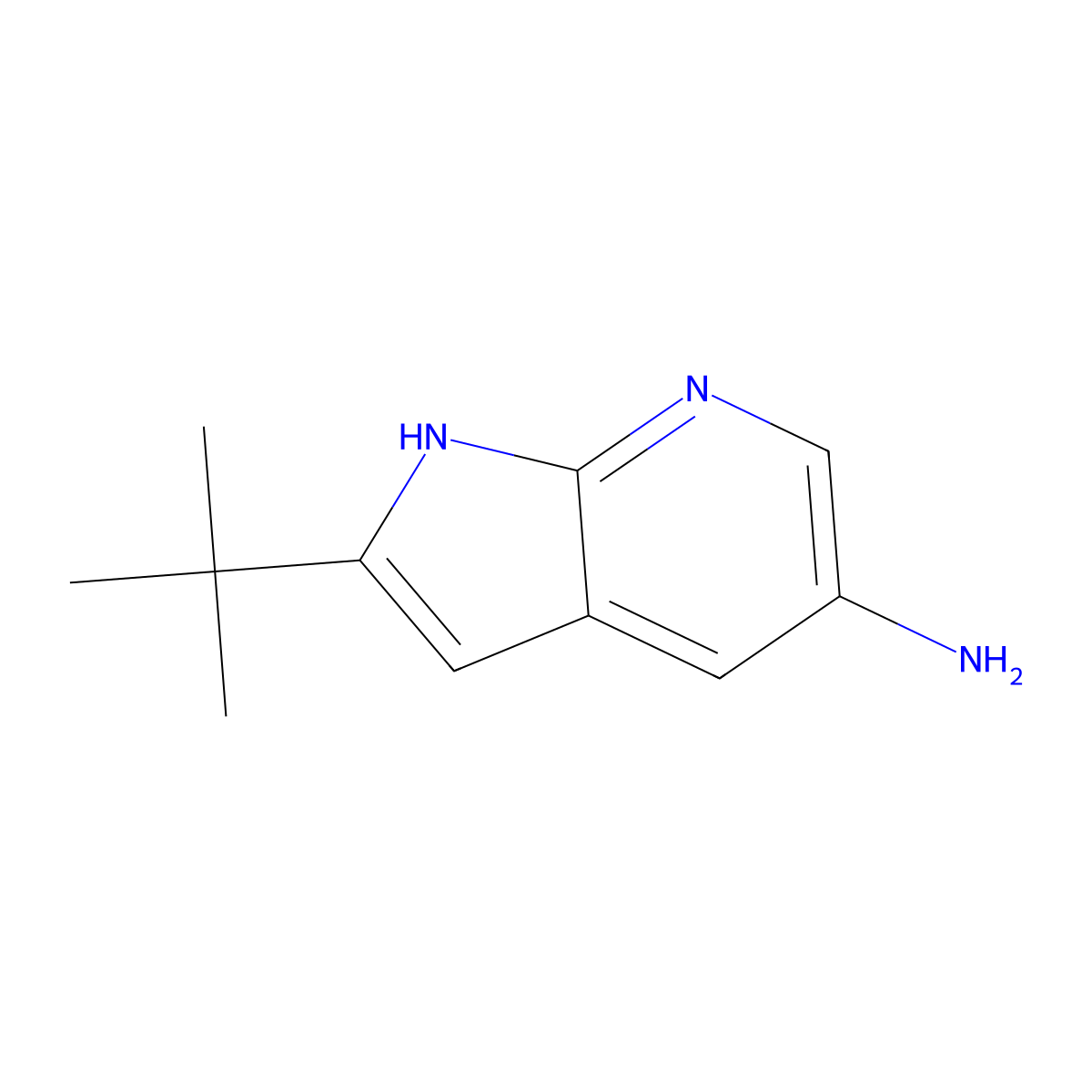 1H-Pyrrolo[2,3-b]pyridin-5-amine, 2-(1,1-dimethylethyl)- molecular structure, CAS 1072085-64-3