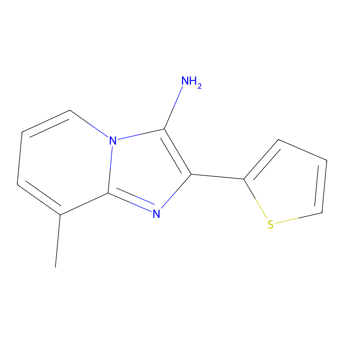 8-Methyl-2-(thiophen-2-yl)imidazo[1,2-a]pyridin-3-amine molecular structure, CAS 1072089-68-9