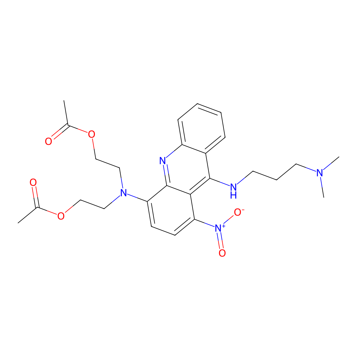 2,2'-((9-((3-(Dimethylamino)propyl)amino)-1-nitro-4-acridinyl)imino)bisethanol diacetate molecular structure, CAS 107210-39-9