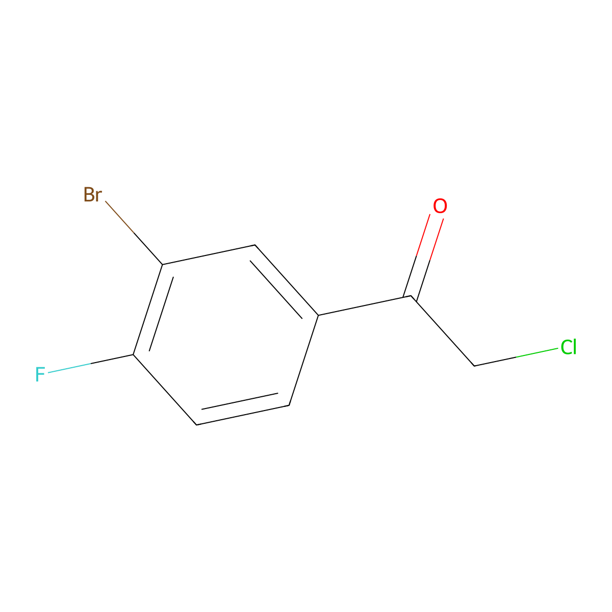 1-(3-Bromo-4-fluorophenyl)-2-chloroethan-1-one molecular structure, CAS 1072105-46-4