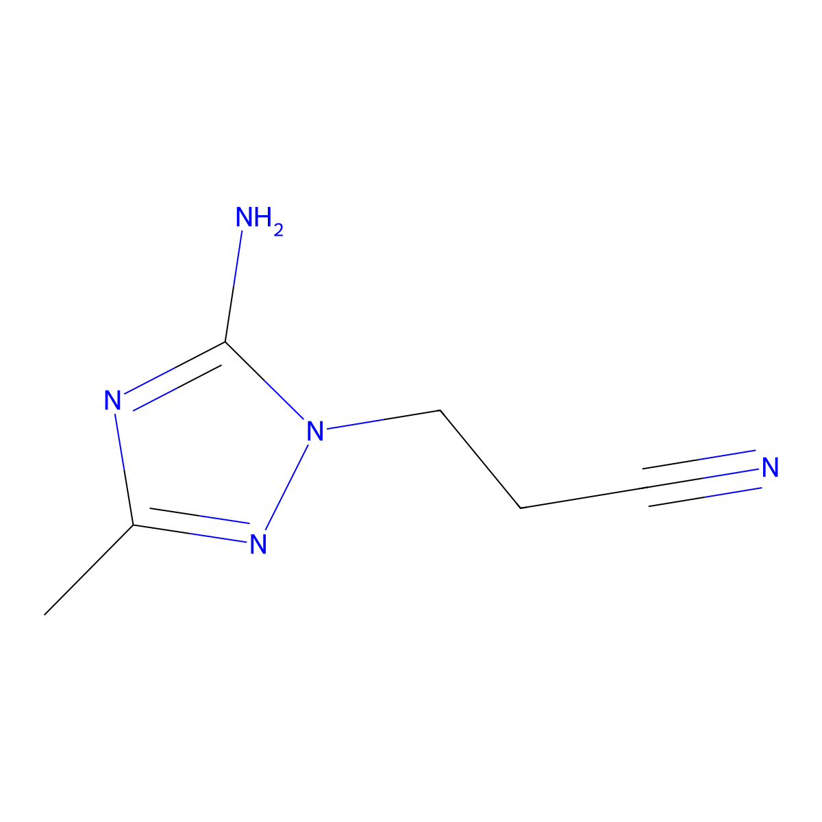 3-(5-amino-3-methyl-1H-1,2,4-triazol-1-yl)propanenitrile molecular structure, CAS 1072106-44-5