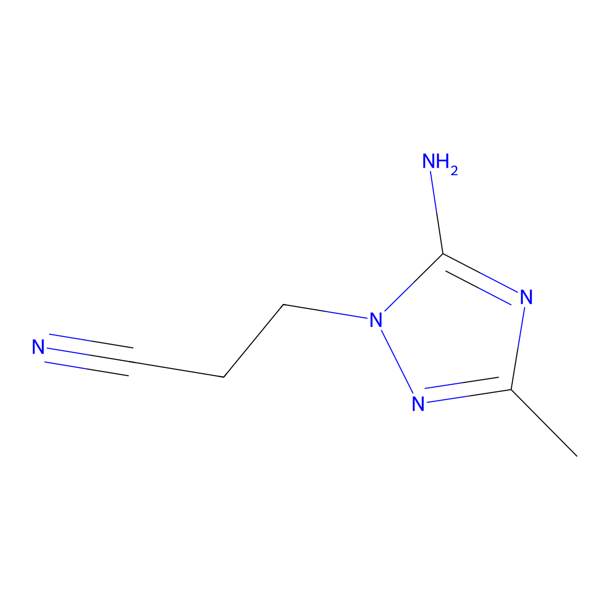 3-(5-amino-3-methyl-1H-1,2,4-triazol-1-yl)propanenitrile molecular structure, CAS 1072106-44-5