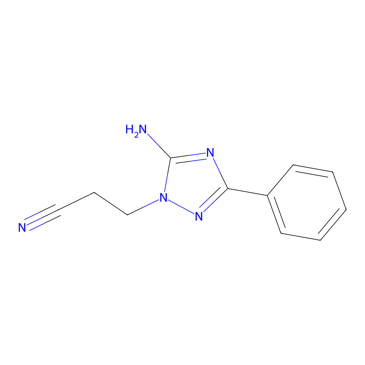3-(5-amino-3-phenyl-1H-1,2,4-triazol-1-yl)propanenitrile molecular structure, CAS 1072106-46-7