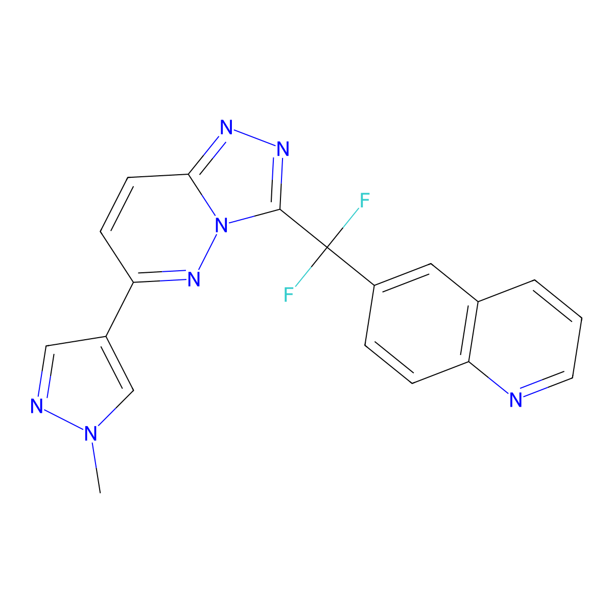 6-(Difluoro(6-(1-methyl-1H-pyrazol-4-yl)-1,2,4-triazolo(4,3-b)pyridazin-3-yl)methyl)quinoline molecular structure, CAS 1072116-03-0