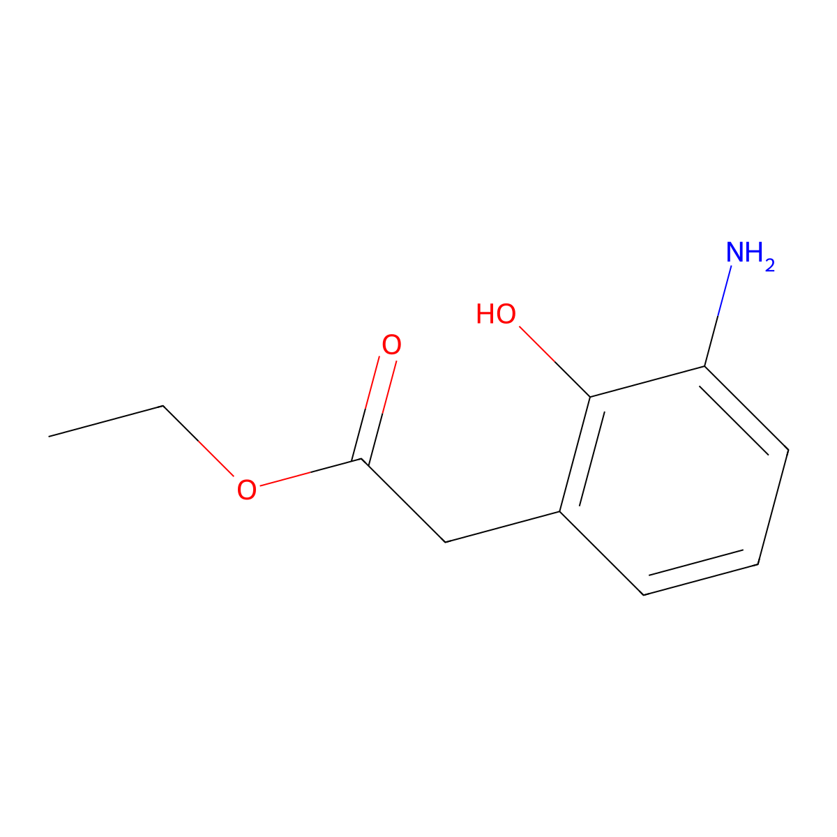 Ethyl 2-(3-amino-2-hydroxyphenyl)acetate molecular structure, CAS 1072150-23-2
