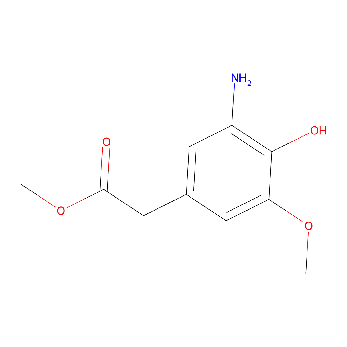 Methyl 2-(3-amino-4-hydroxy-5-methoxyphenyl)acetate molecular structure, CAS 1072150-33-4