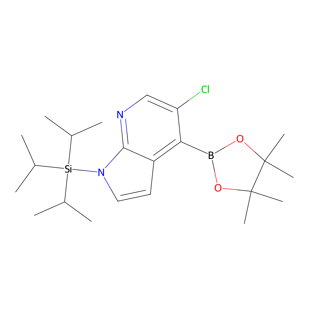 5-Chloro-4-(4,4,5,5-tetramethyl-1,3,2-dioxaborolan-2-yl)-1-[tri(propan-2-yl)silyl]-1H-pyrrolo[2,3-b]pyridine molecular structure, CAS 1072152-34-1