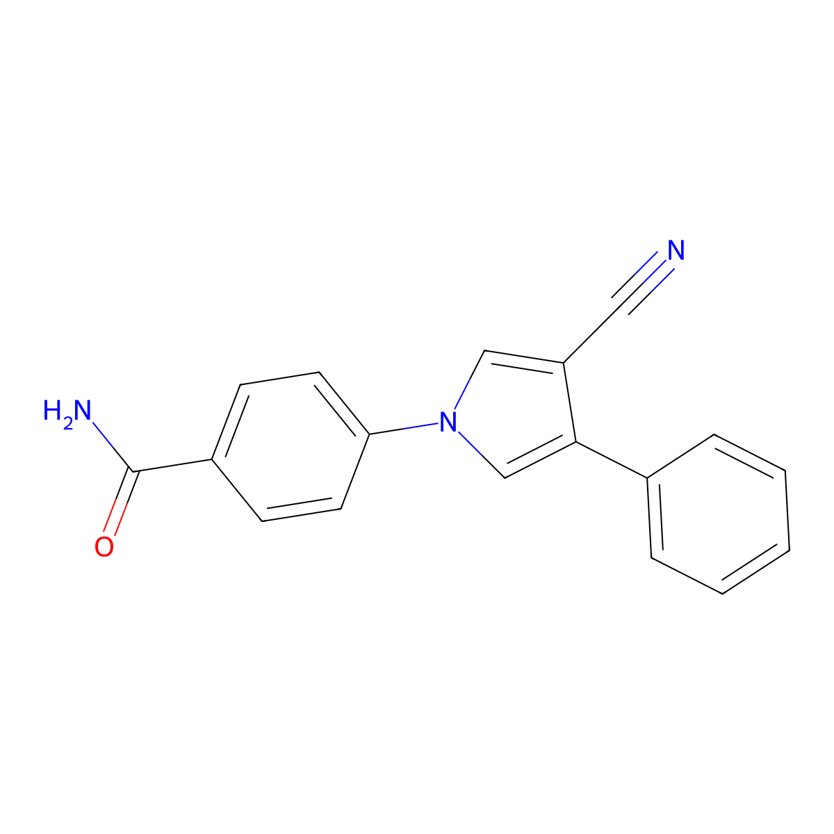 4-(3-Cyano-4-phenyl-1H-pyrrol-1-yl)benzamide molecular structure, CAS 1072202-78-8