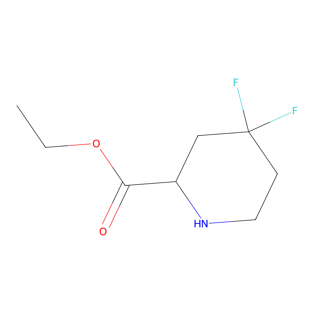 Ethyl 4,4-difluoropiperidine-2-carboxylate molecular structure, CAS 1072355-02-2