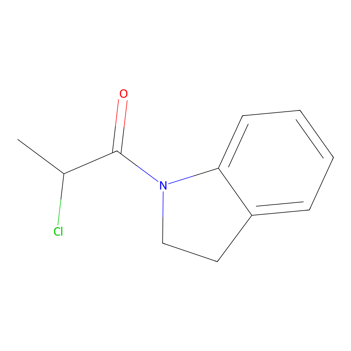 2-chloro-1-(2,3-dihydro-1H-indol-1-yl)propan-1-one molecular structure, CAS 107236-27-1
