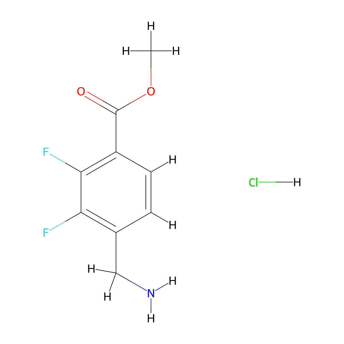 Methyl 4-(aminomethyl)-2,3-difluorobenzoate hydrochloride molecular structure, CAS 1072438-52-8