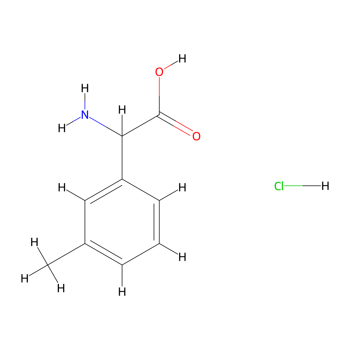 2-Amino-2-(3-methylphenyl)acetic acid hydrochloride molecular structure, CAS 1072449-62-7