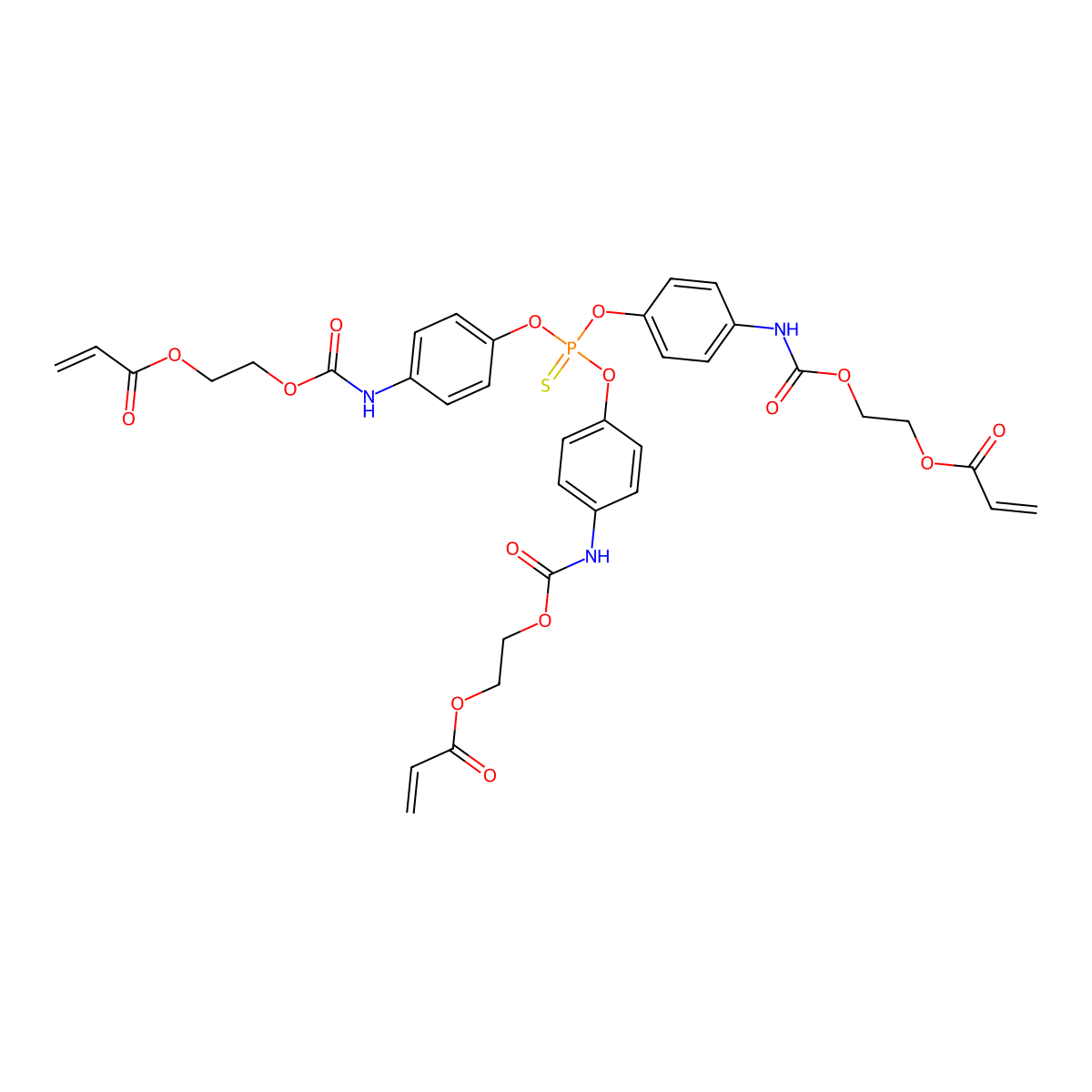 1,1',1''-[Phosphinothioylidynetris(oxy-4,1-phenyleneiminocarbonyloxy-2,1-ethanediyl)] tri-2-propenoate molecular structure, CAS 1072454-85-3