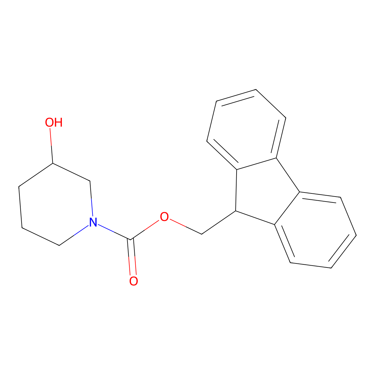 (9H-fluoren-9-yl)methyl 3-hydroxypiperidine-1-carboxylate molecular structure, CAS 1072502-05-6
