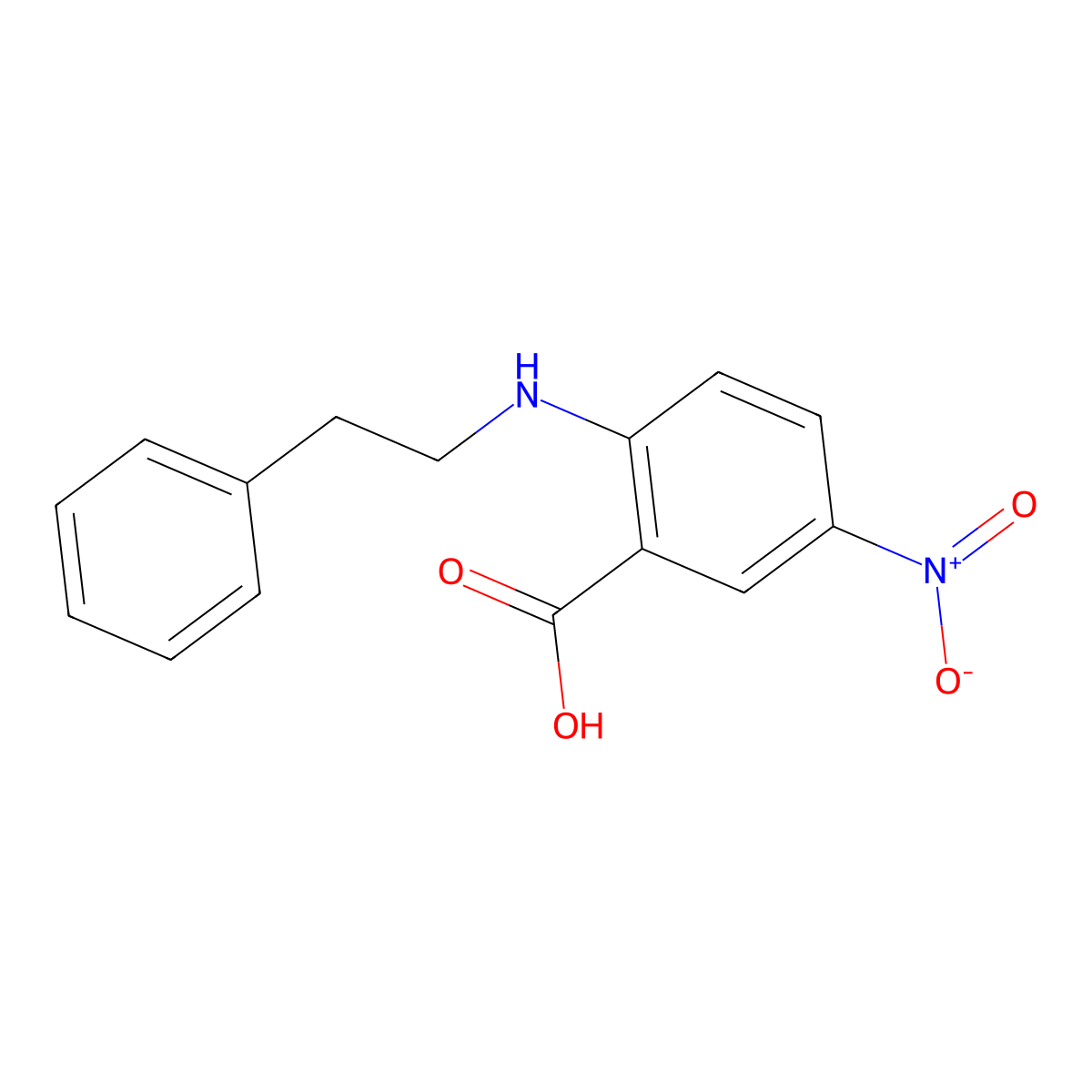 5-Nitro-2-((2-phenylethyl)amino)benzoic acid molecular structure, CAS 107254-87-5