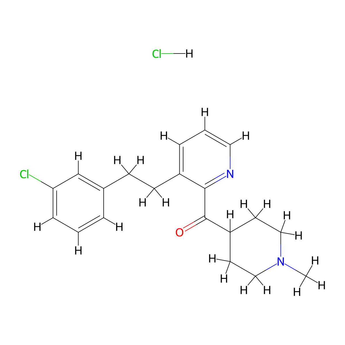 (3-(2-(3-Chlorophenyl)ethyl)-2-pyridinyl)(1-methyl-4-piperidinyl)methanone hydrochloride molecular structure, CAS 107256-31-5