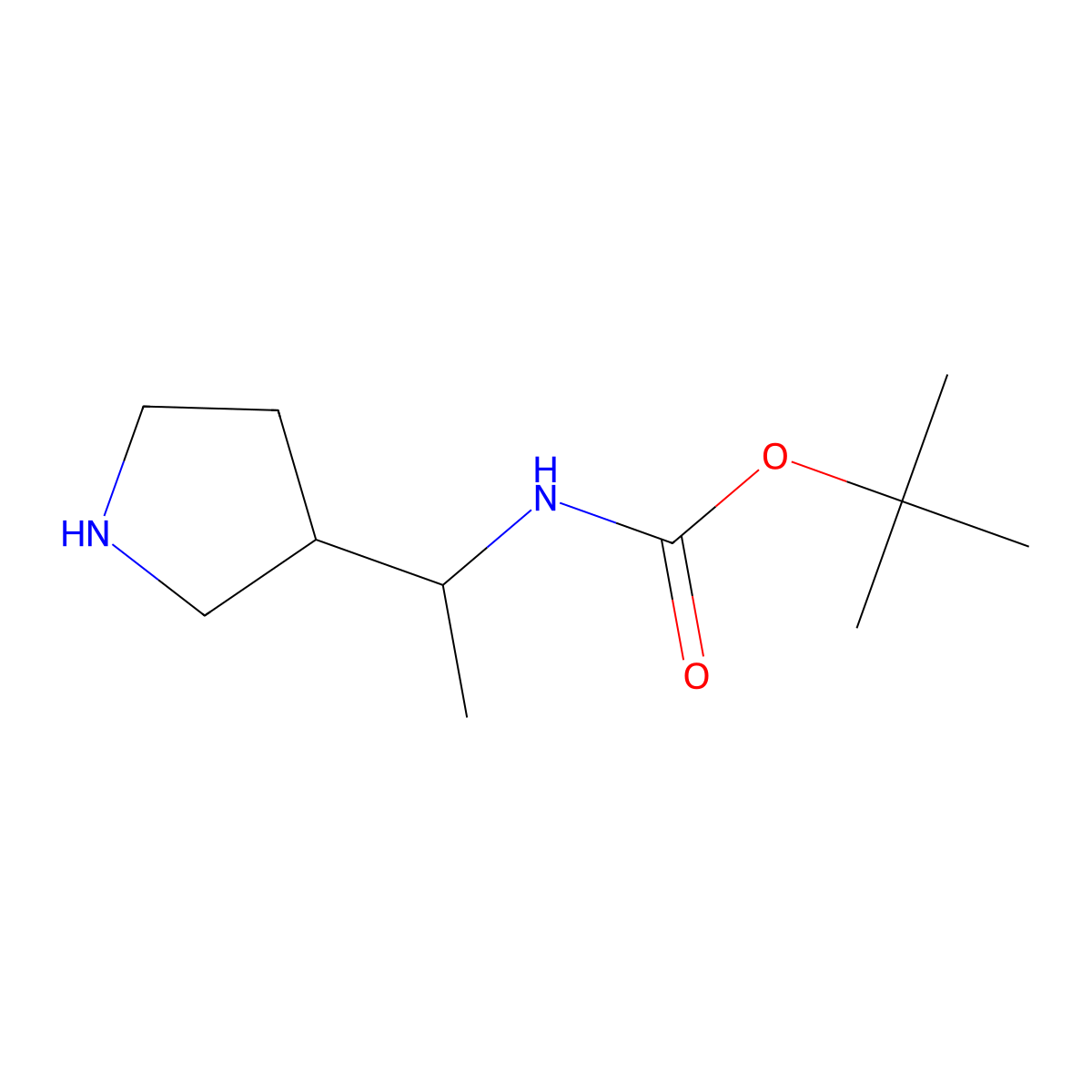 tert-butyl N-[1-(pyrrolidin-3-yl)ethyl]carbamate molecular structure, CAS 107258-90-2