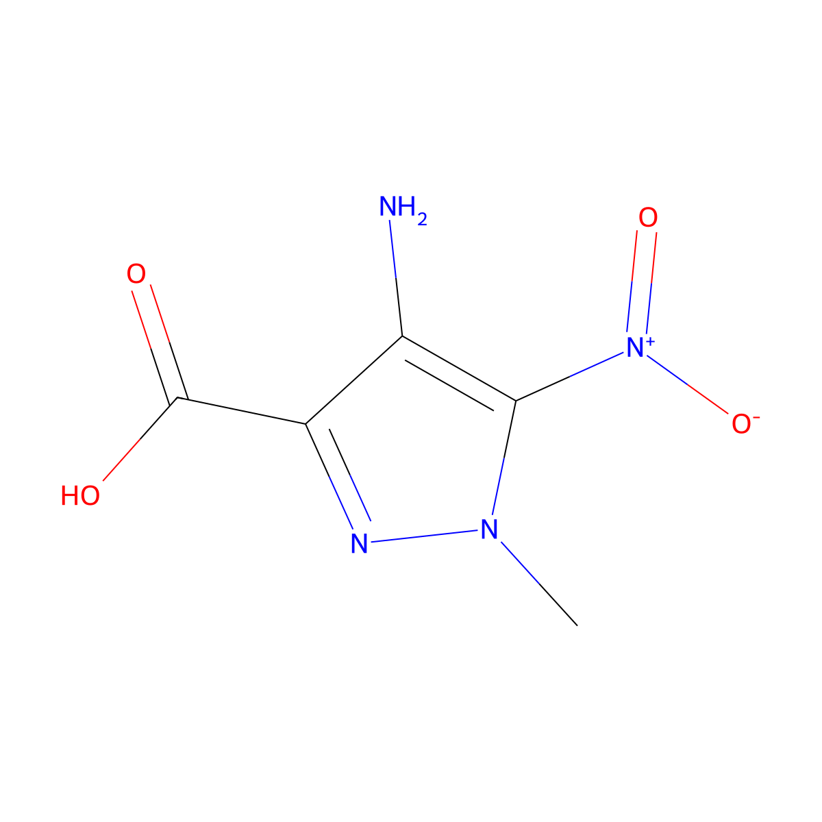 4-Amino-1-methyl-5-nitro-1H-pyrazole-3-carboxylic acid molecular structure, CAS 107259-81-4