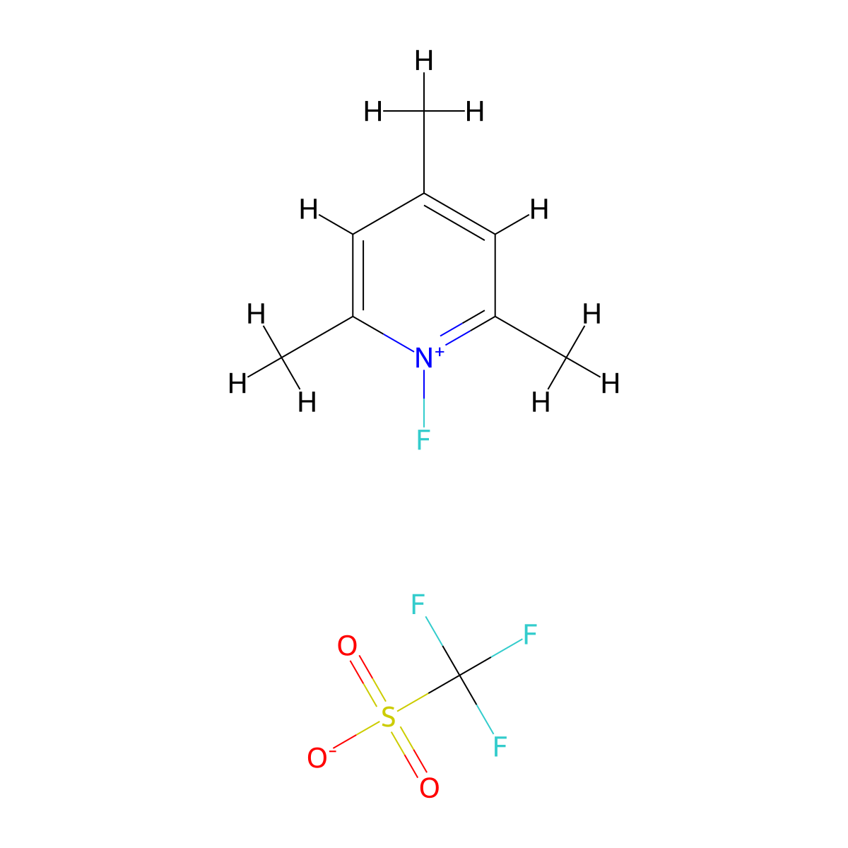 1-Fluoro-2,4,6-trimethylpyridinium Trifluoromethanesulfonate [Fluorinating Reagent] molecular structure, CAS 107264-00-6