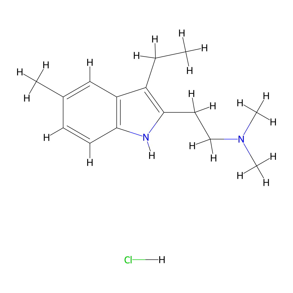 5-Methyl-3-ethyl-2-dimethylaminoethylindole molecular structure, CAS 107265-50-9